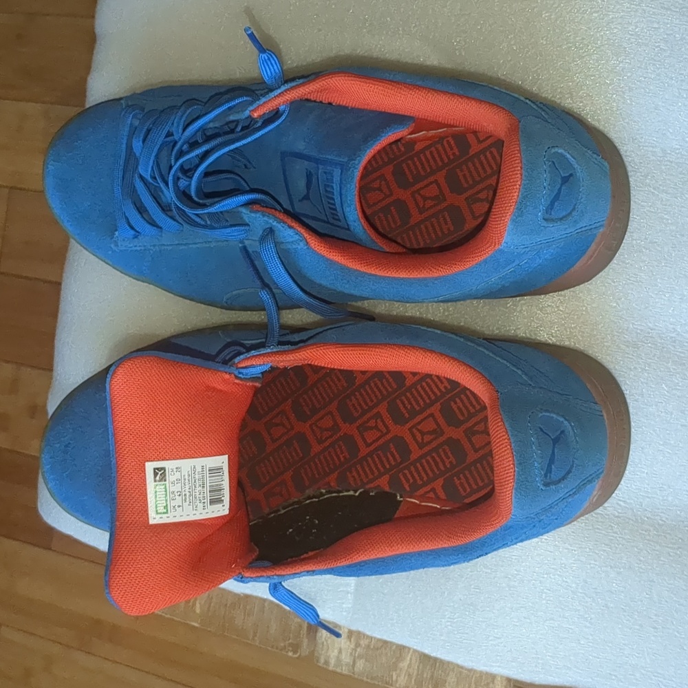 Puma, 10, blue and orange suede